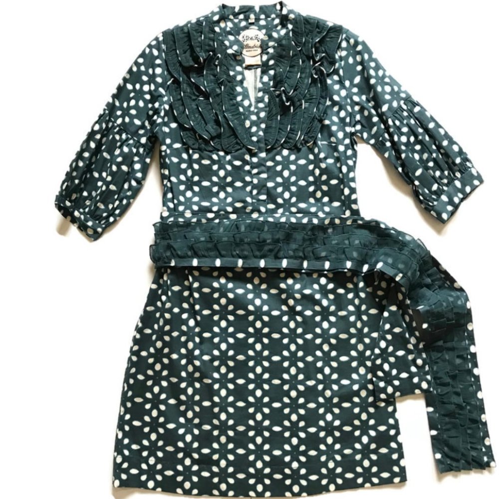 Vintage Almatrichi Dress 40 S M Teal Turquoise Dot